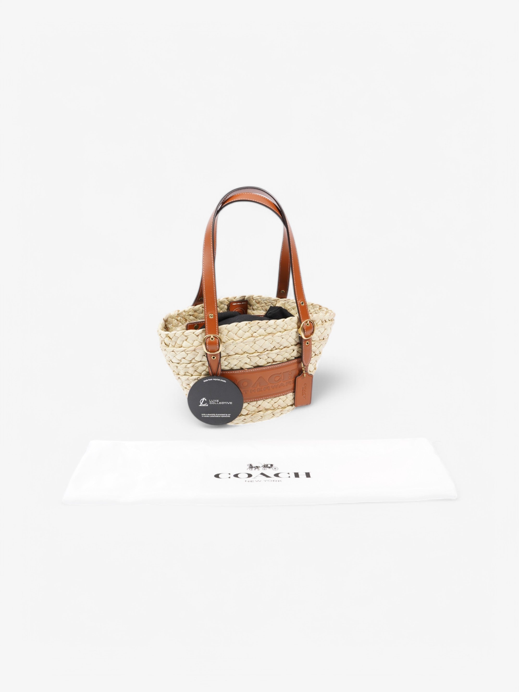 Coach Structured Straw Tote 16 Brown Raffia
