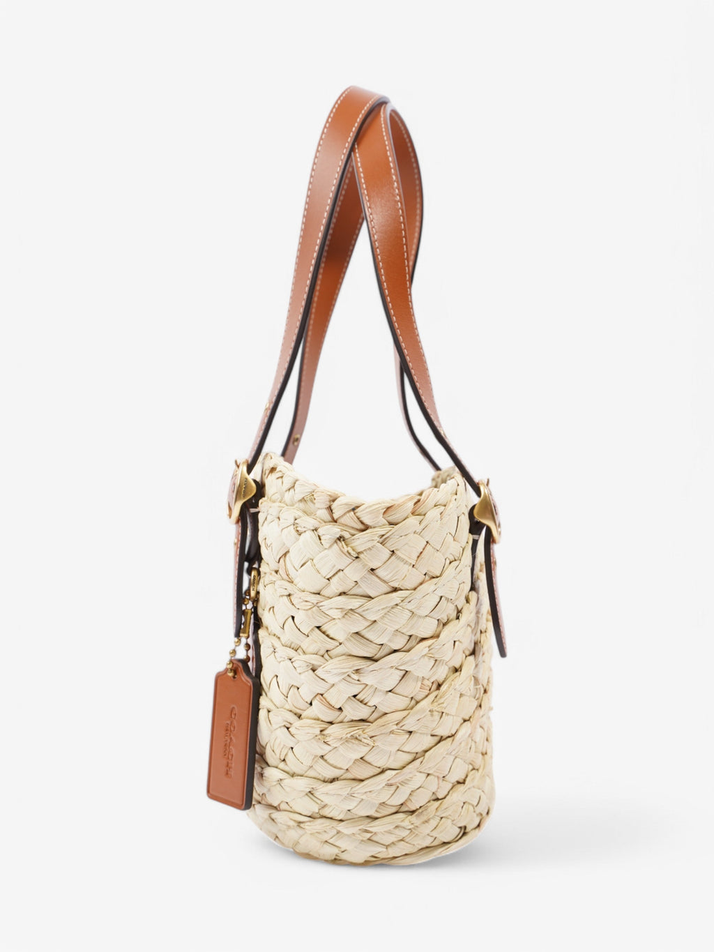 Coach Structured Straw Tote 16 Brown Raffia