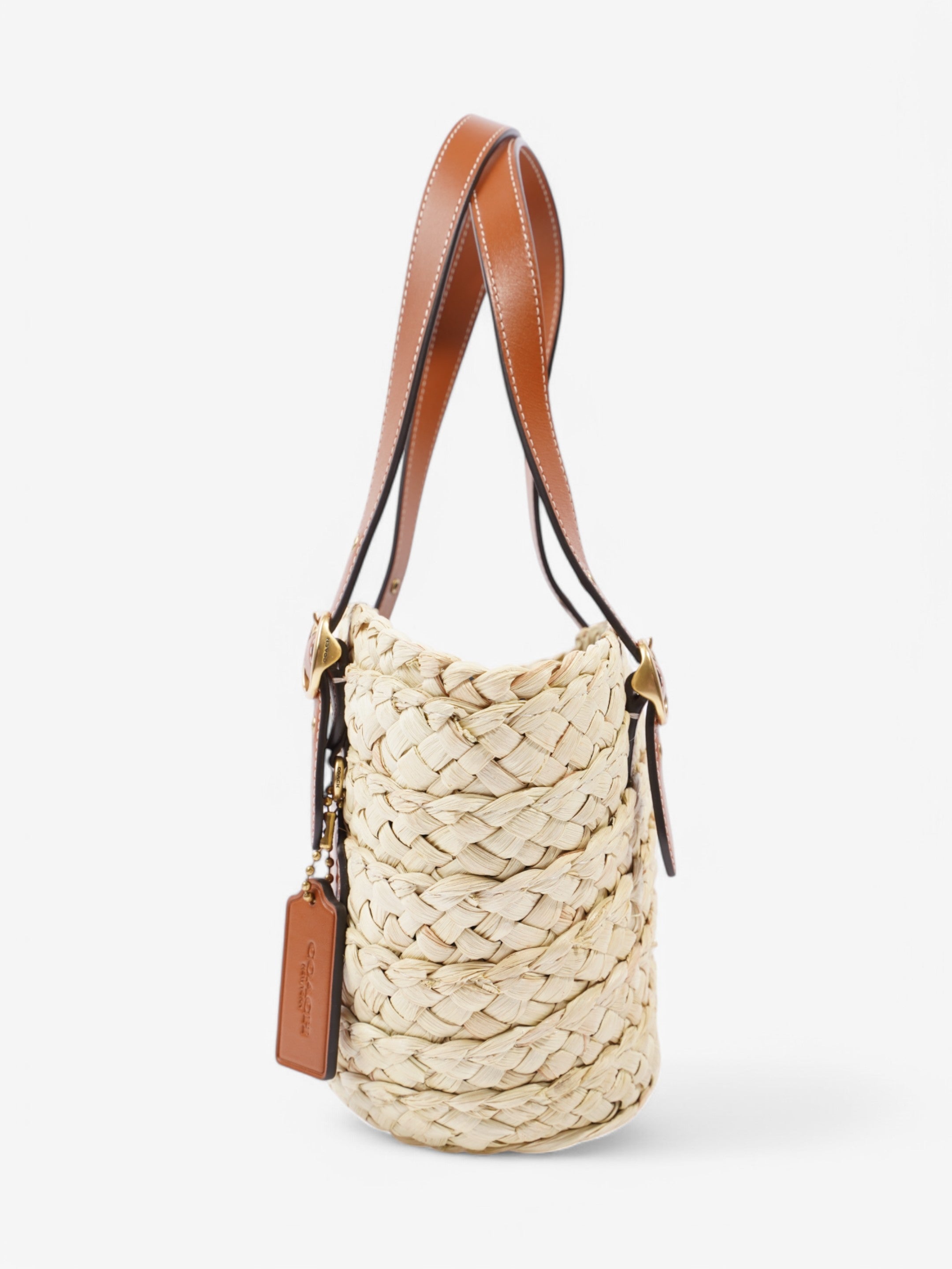 Coach Structured Straw Tote 16 Brown Raffia