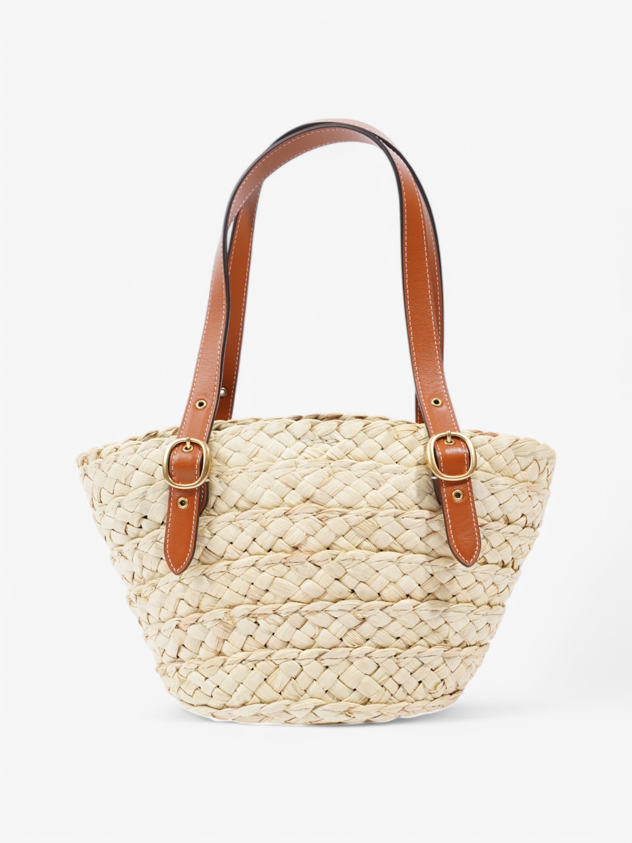 Coach Structured Straw Tote 16 Brown Raffia