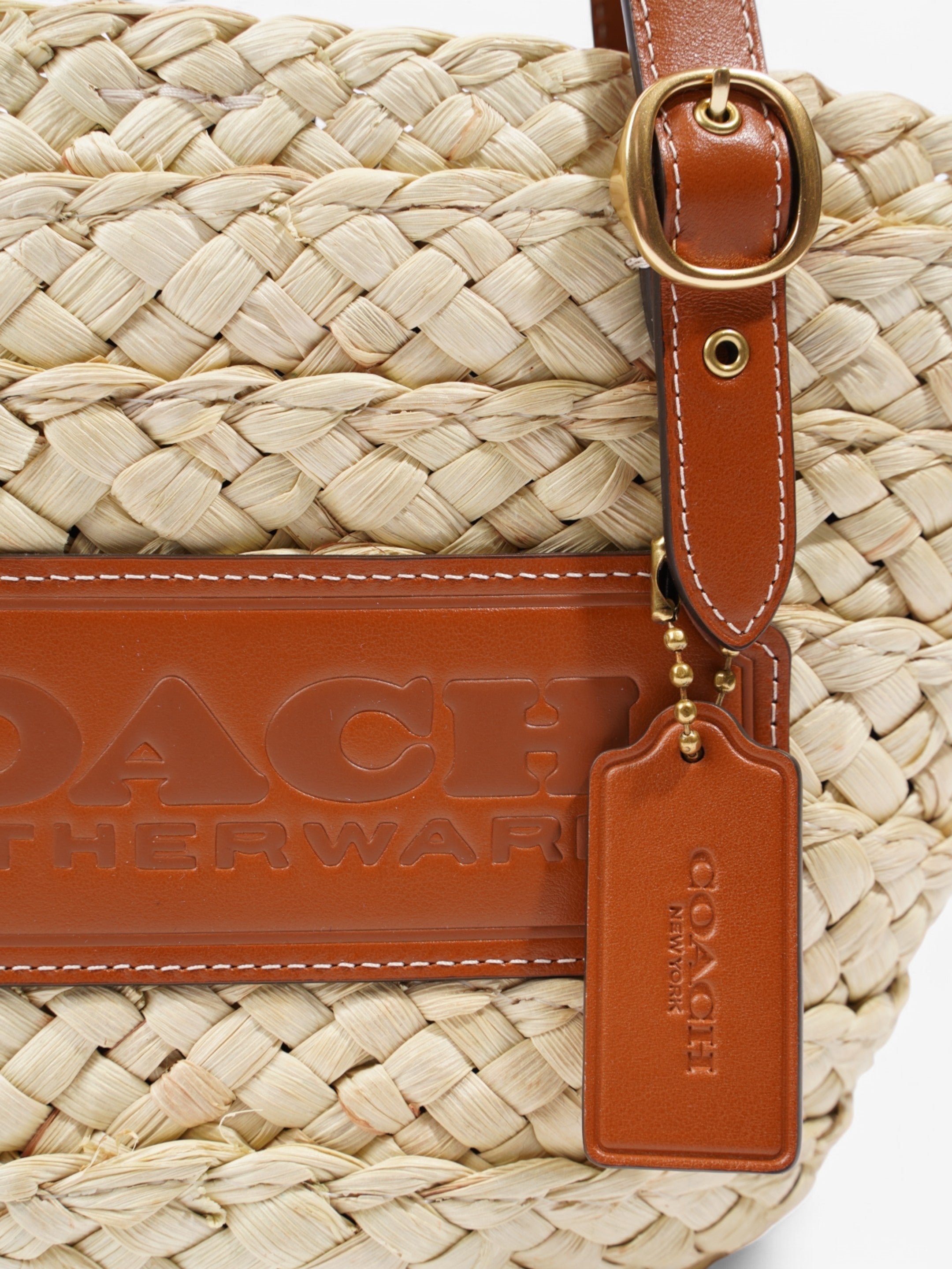 Coach Structured Straw Tote 16 Brown Raffia