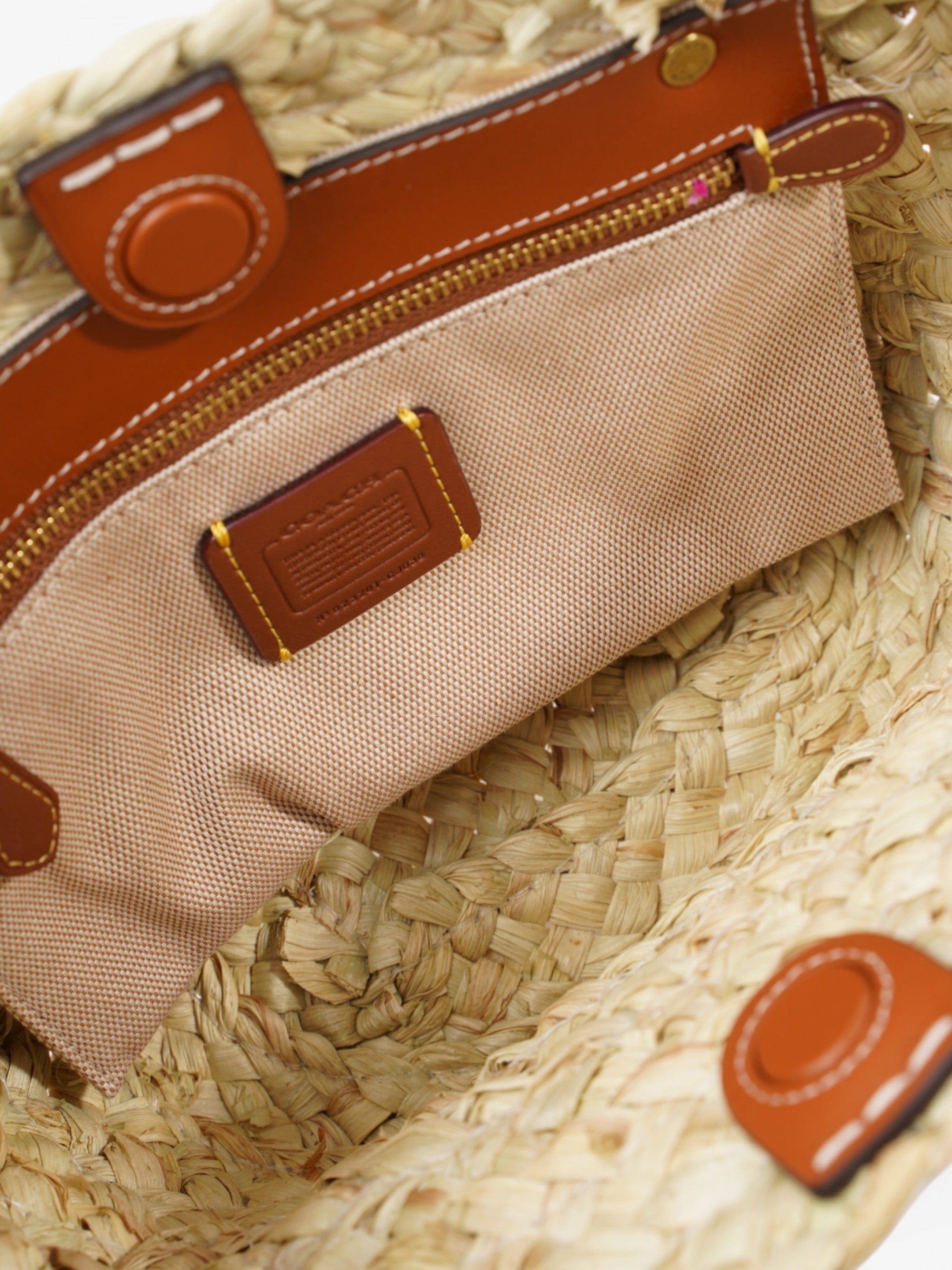 Coach Structured Straw Tote 16 Brown Raffia