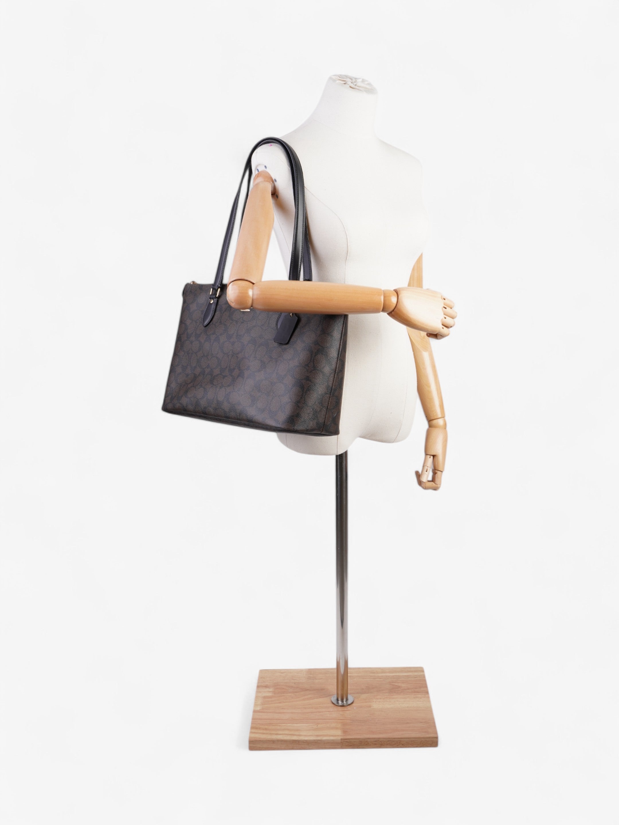 Coach Signature Tote Brown Leather