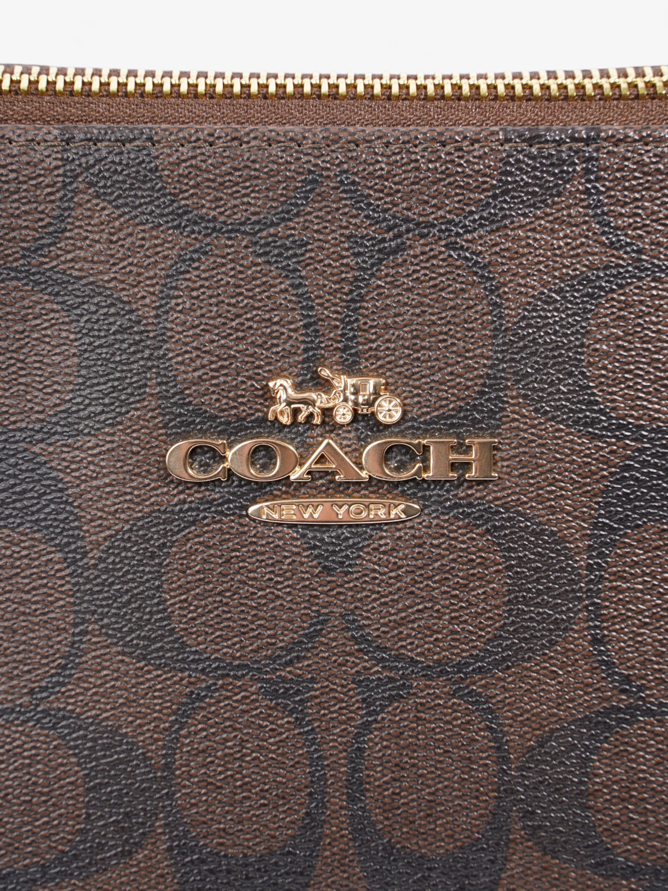 Coach Signature Tote Brown Leather