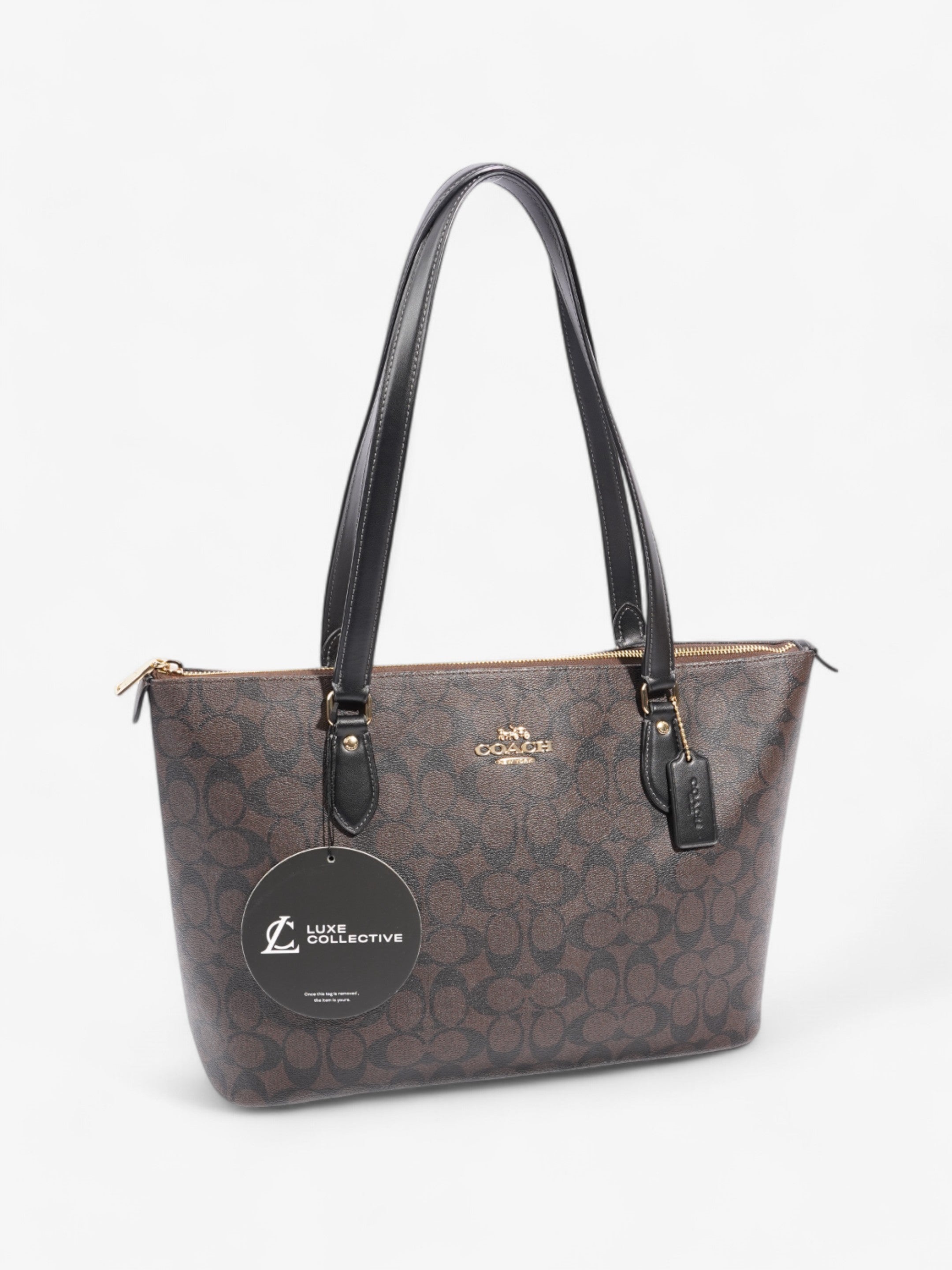 Coach Signature Tote Brown Leather