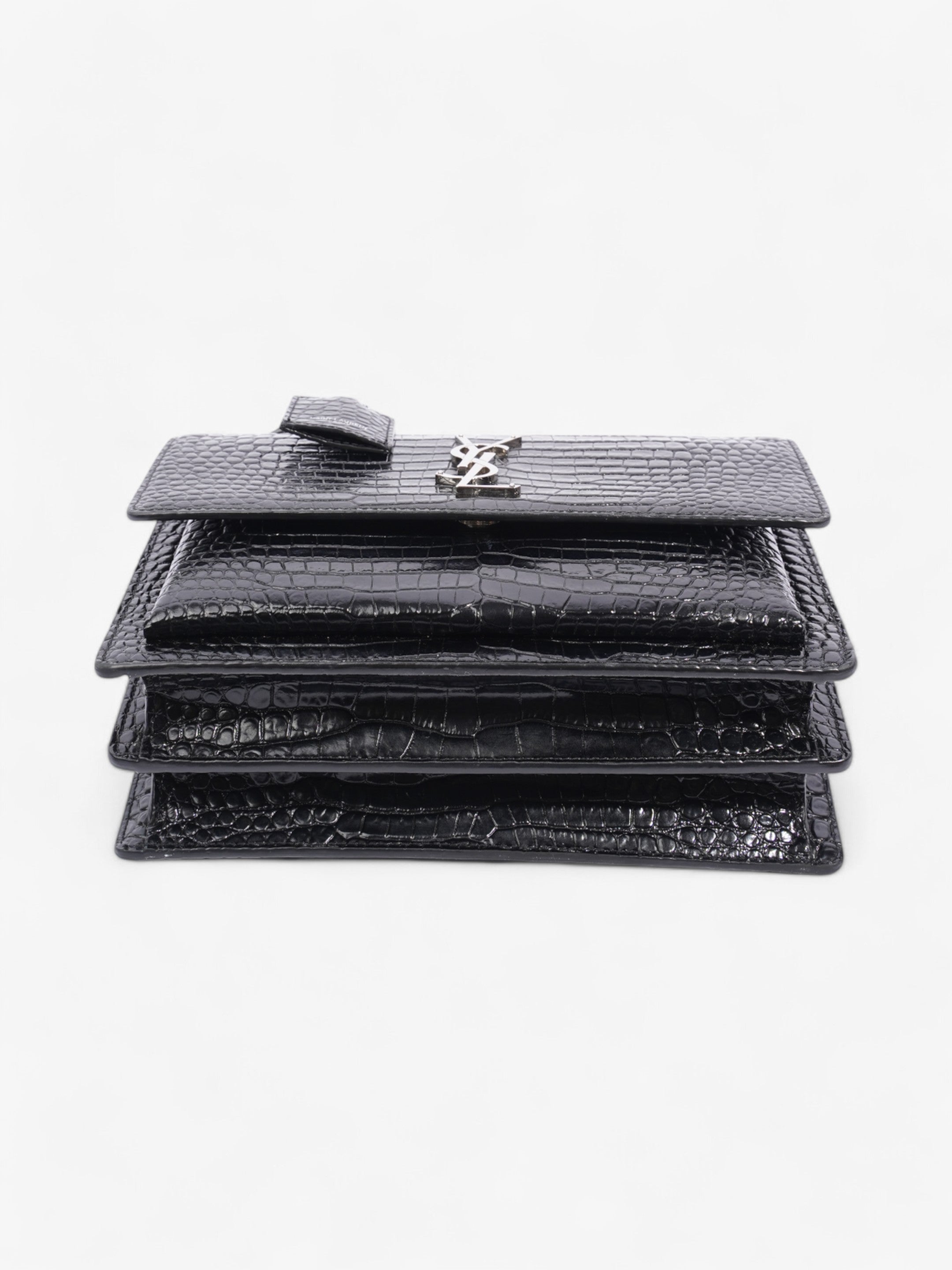 Saint Laurent Sunset Black Embossed Leather Medium