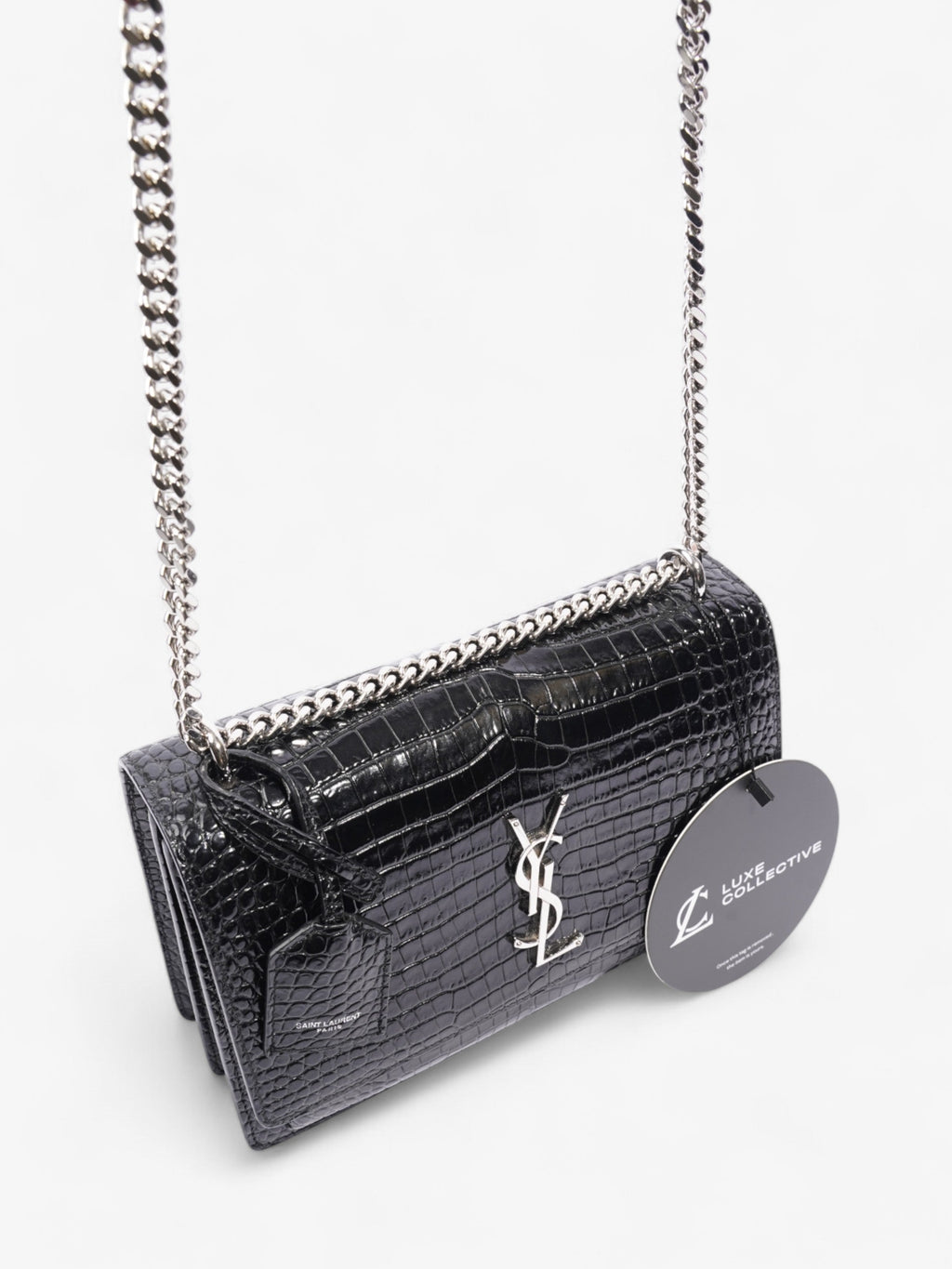 Saint Laurent Sunset Black Embossed Leather Medium