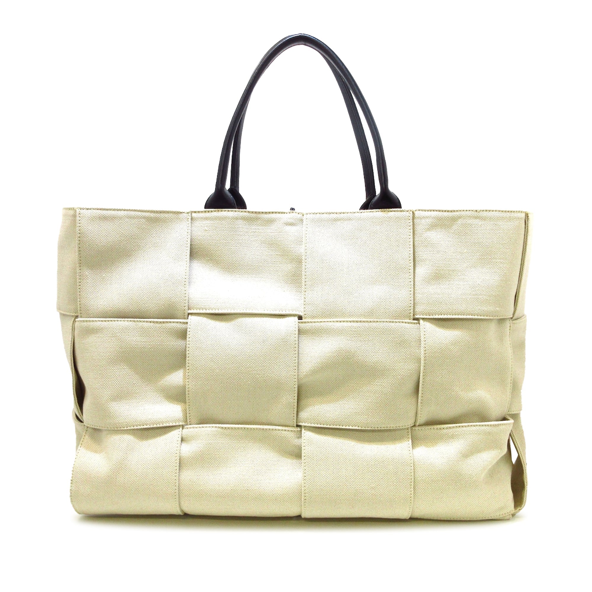 White Bottega Veneta Maxi Canvas Intrecciato Arco Tote
