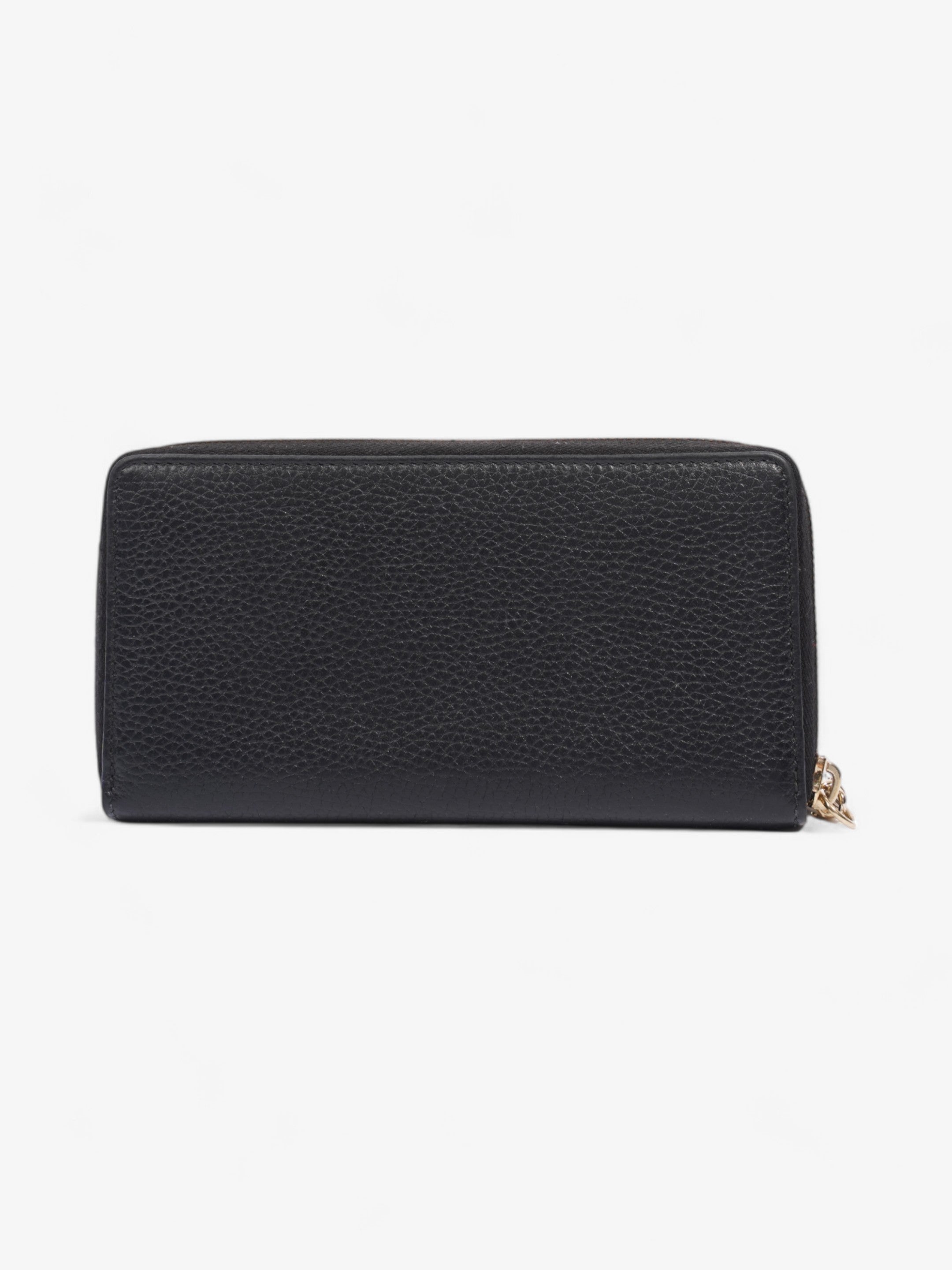 Gucci Soho Interlocking G Tassel Round Long Wallet Black / Light Gold Leather