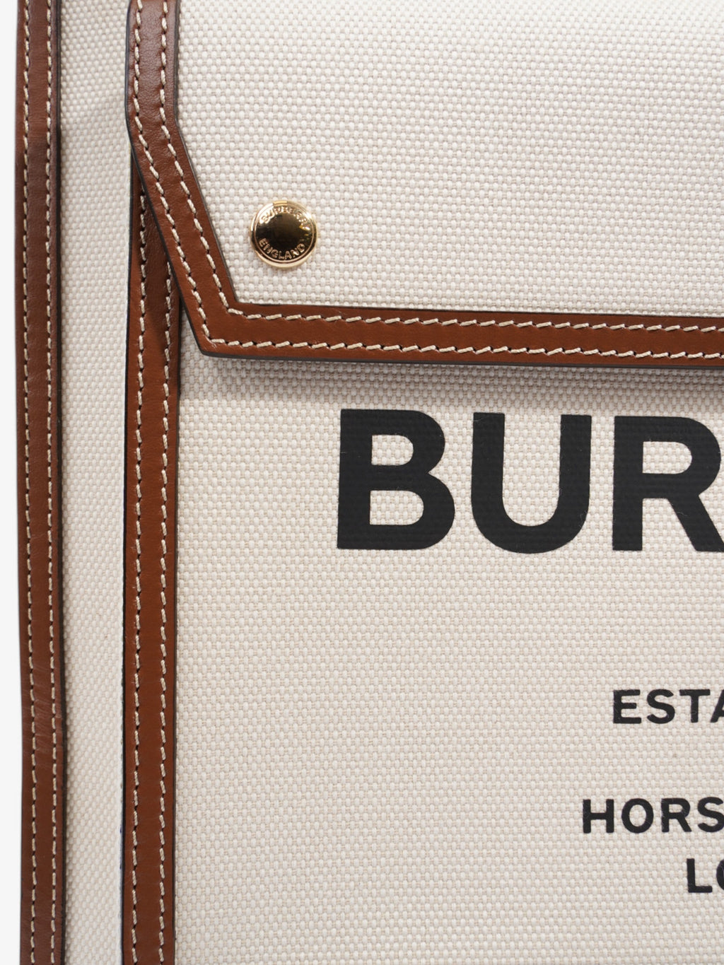 Burberry Pocket Bag White / Brown / Black Cotton Medium