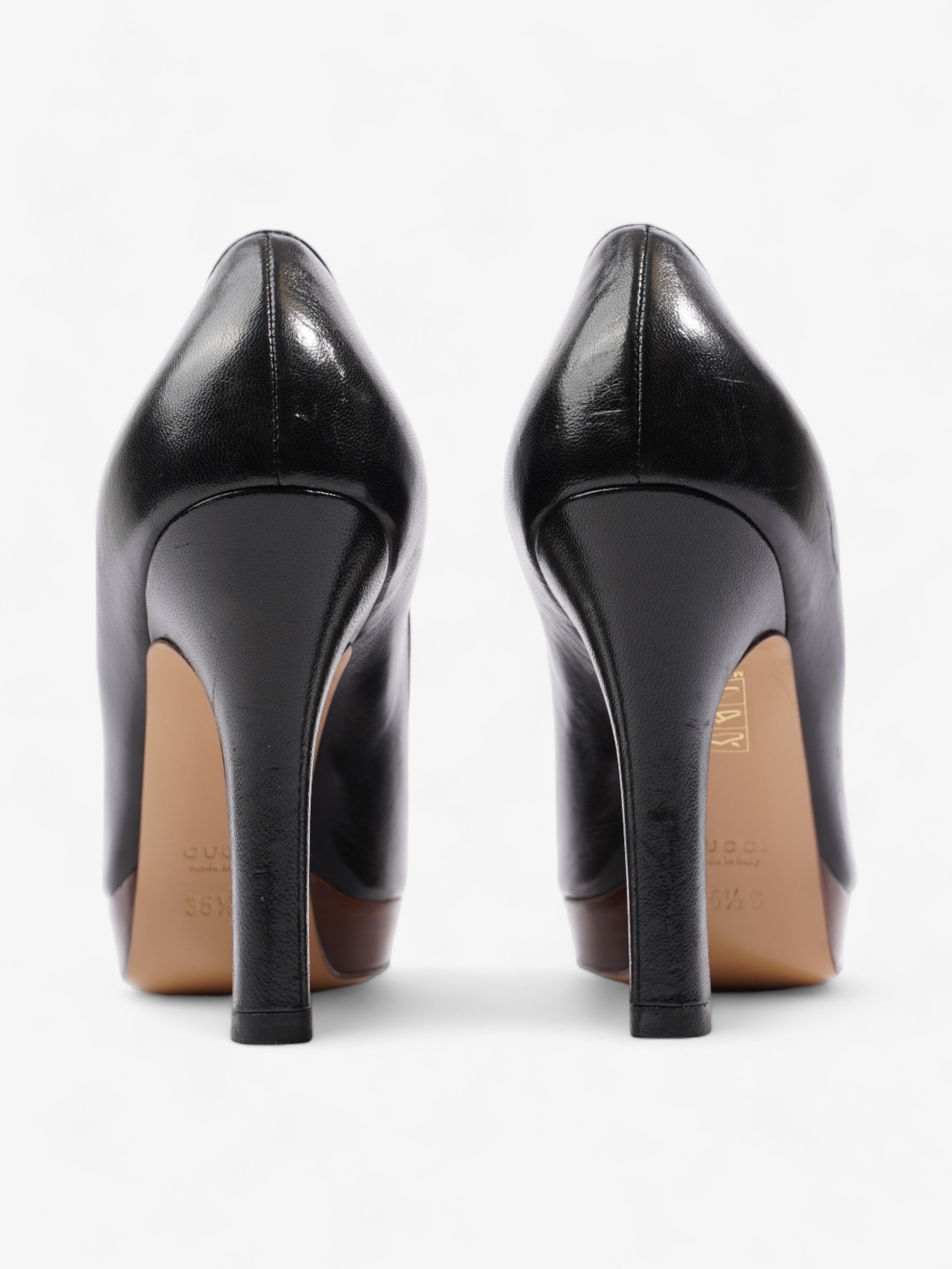 Gucci Horsebit Open Toe Heels 90 Black Leather EU 35.5 UK 2.5