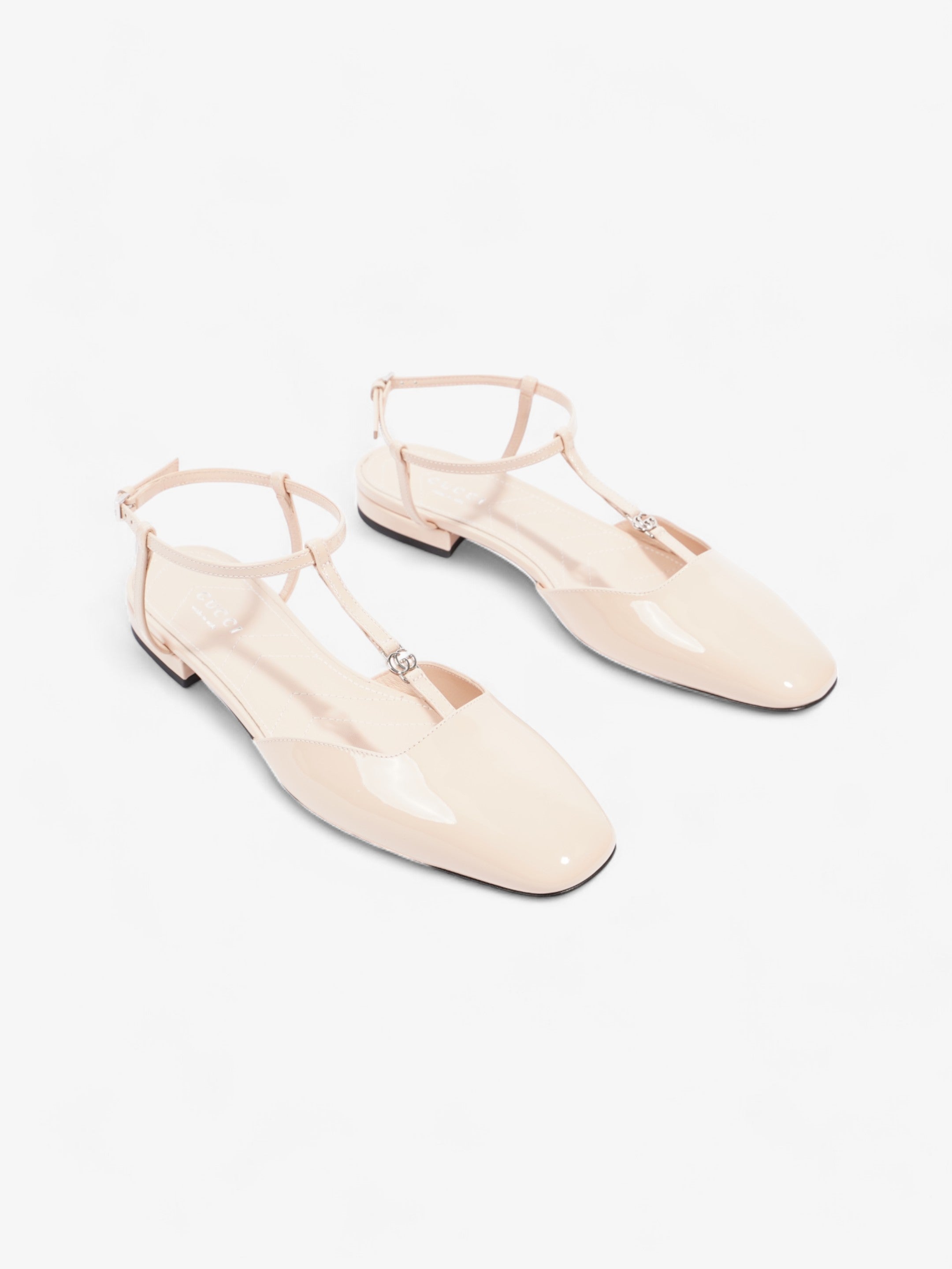 Gucci GG Slingback Pumps  Nude Patent Leather EU 37 UK 4