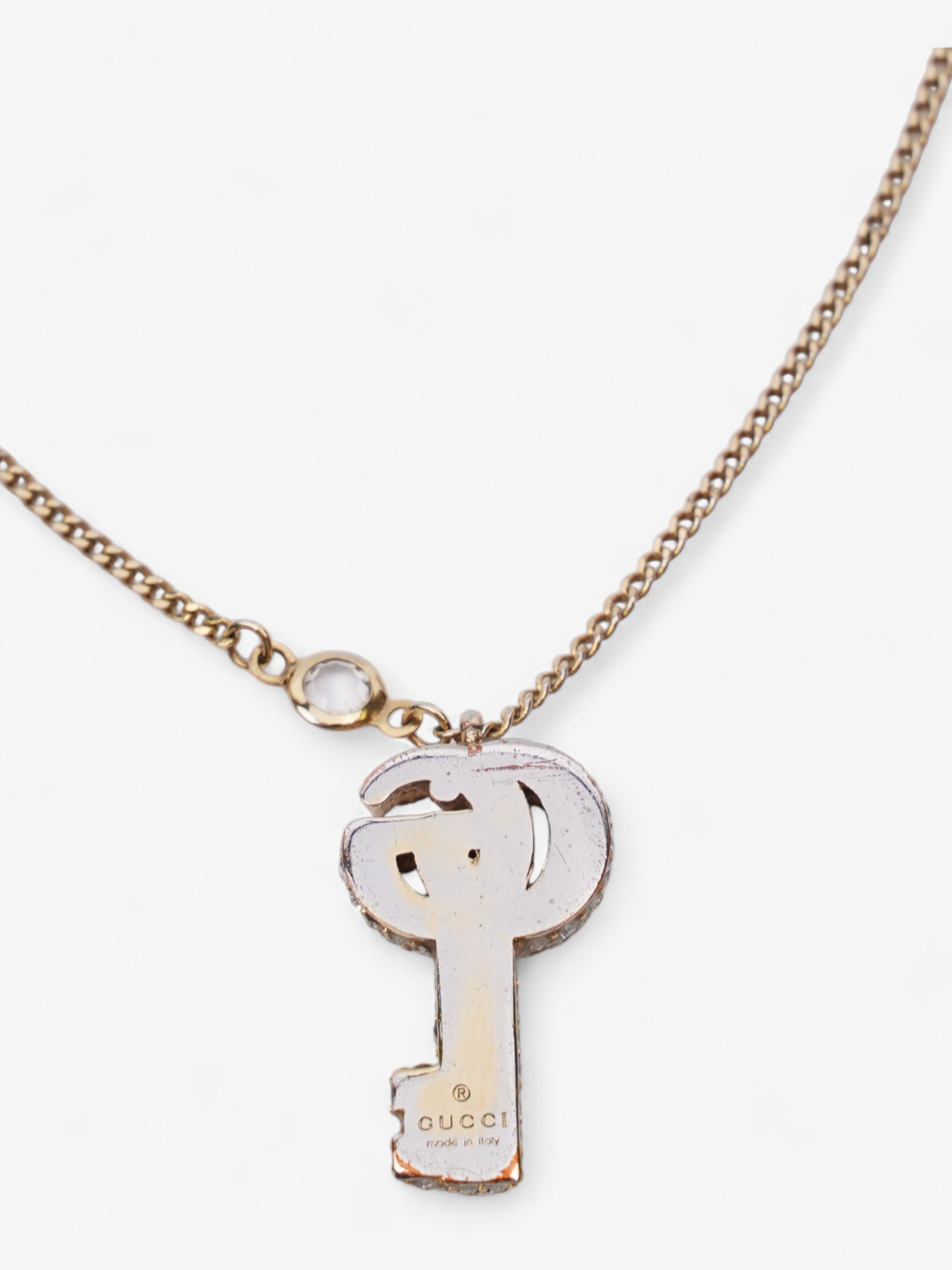 Gucci GG Key Pendant with Crystals Gold / White Base Metal
