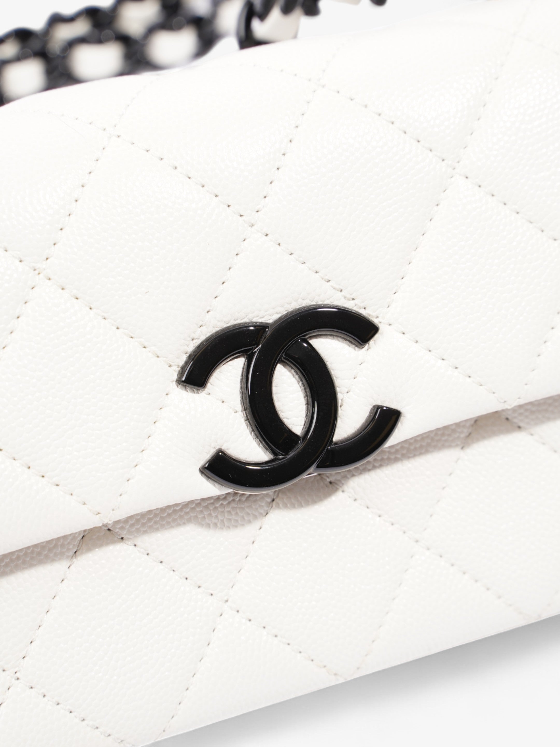 Chanel My Everything Flap White / Black Caviar Leather Small