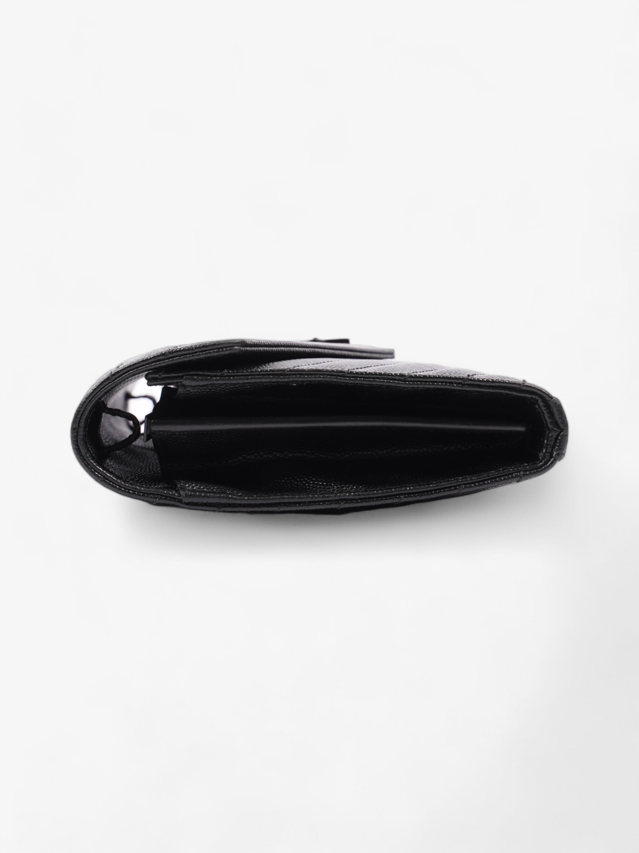 Saint Laurent Monogram Envelope Wallet on Chain Black Matelasse Leather