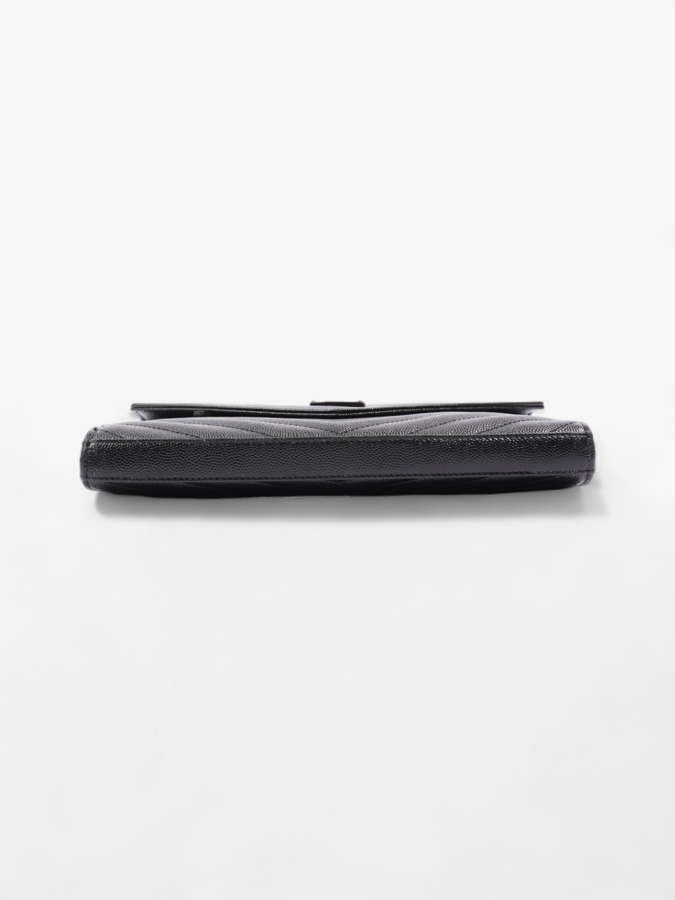 Saint Laurent Monogram Envelope Wallet on Chain Black Matelasse Leather