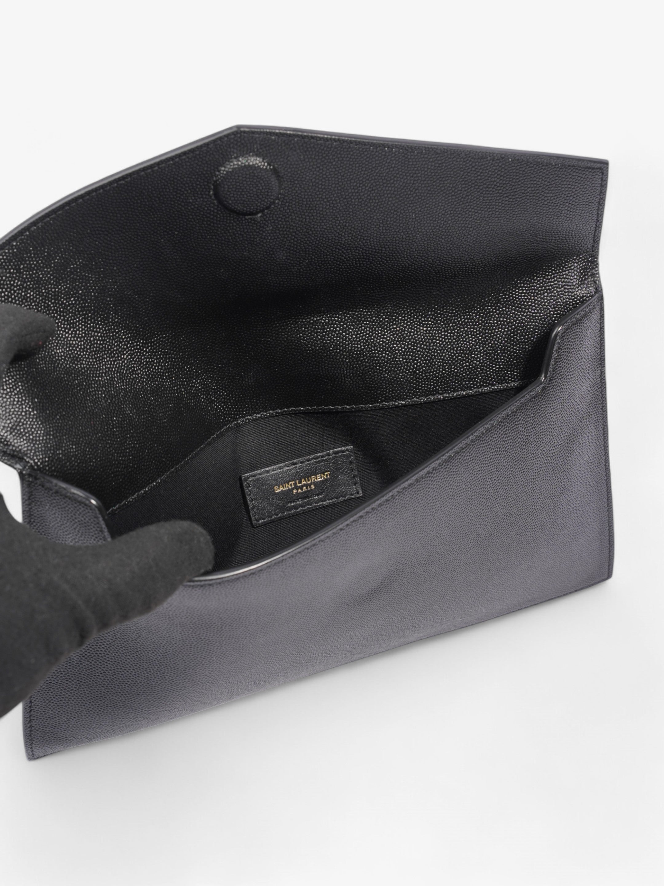 Saint Laurent Uptown Clutch Black Grained Leather