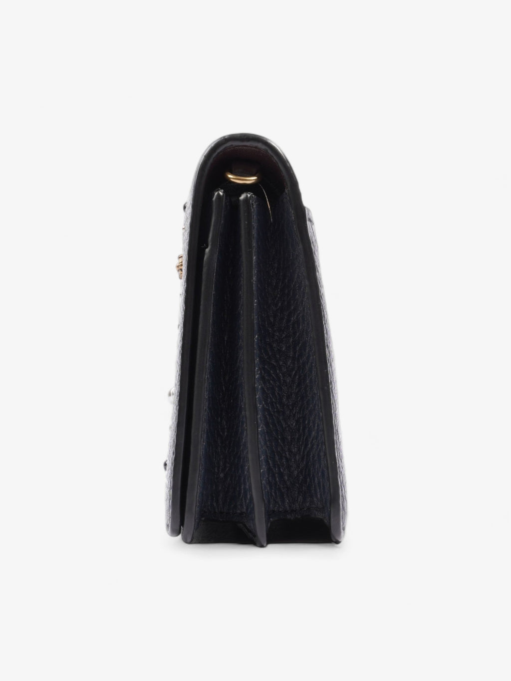 Coach Callie Foldover Chain Clutch Navy Blue Leather