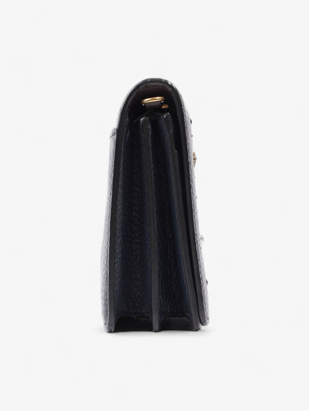 Coach Callie Foldover Chain Clutch Navy Blue Leather