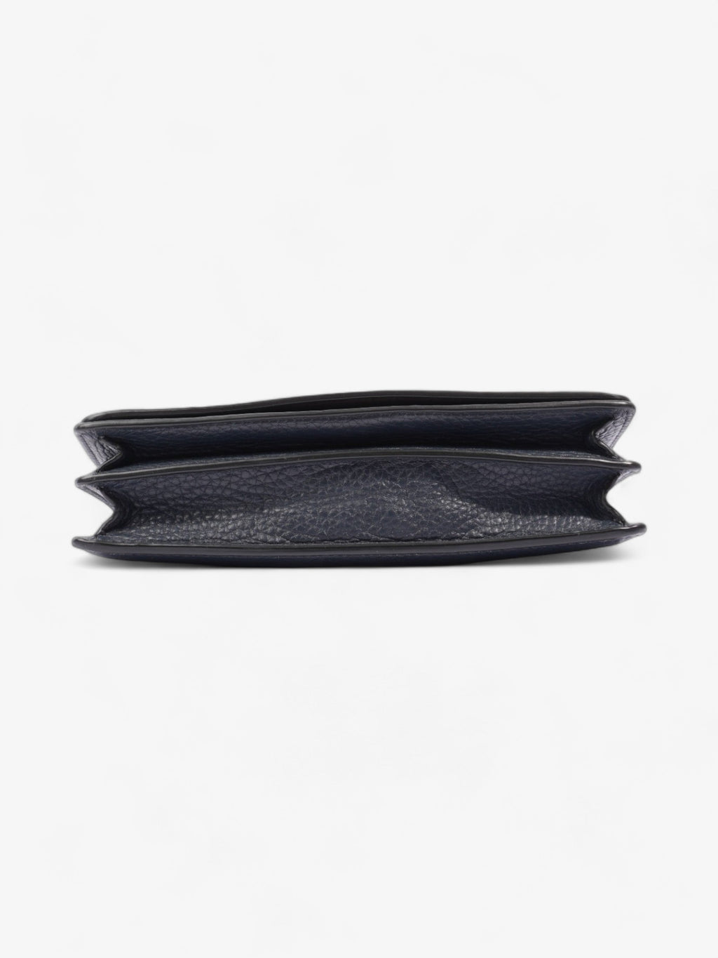 Coach Callie Foldover Chain Clutch Navy Blue Leather