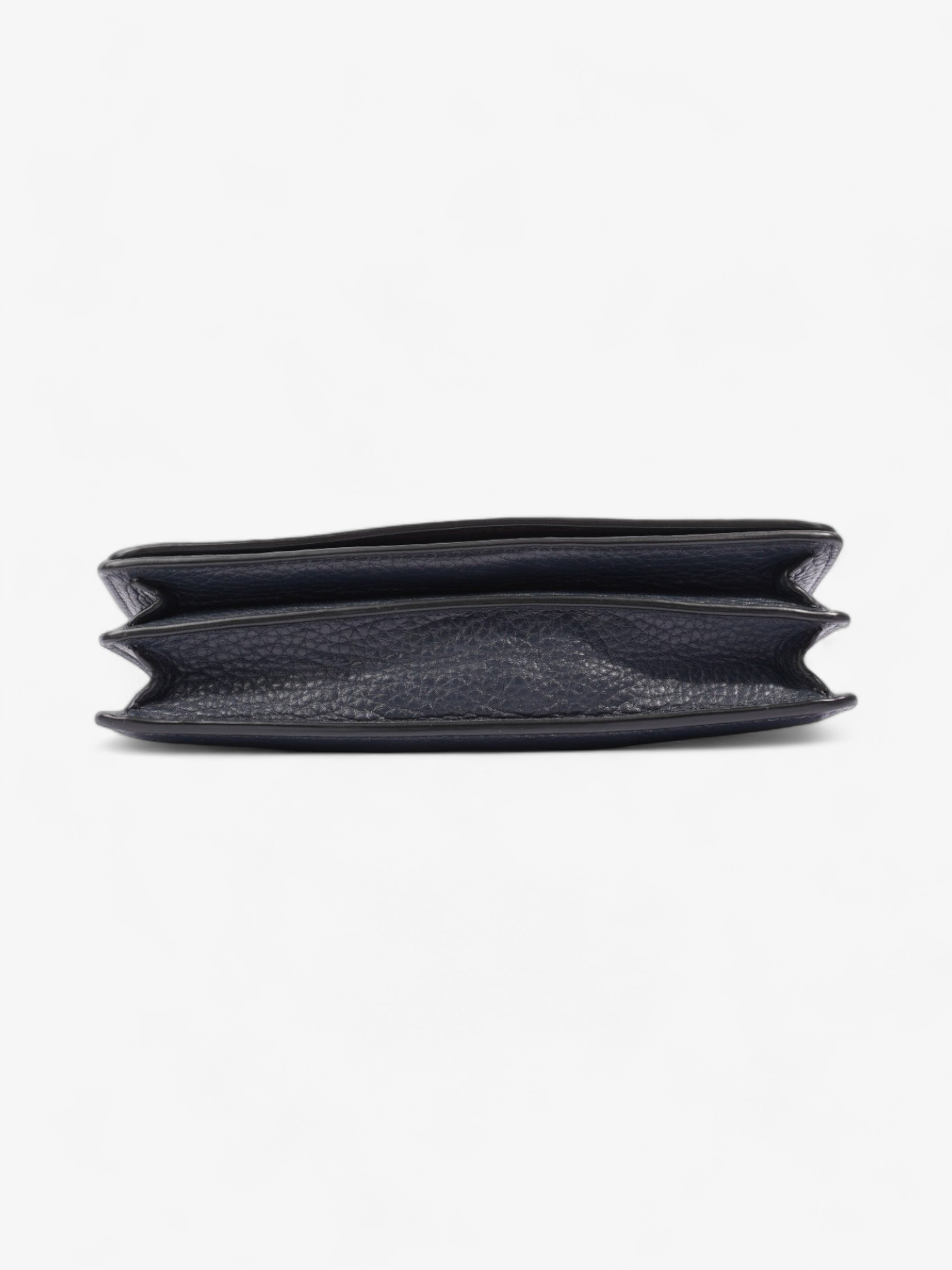 Coach Callie Foldover Chain Clutch Navy Blue Leather