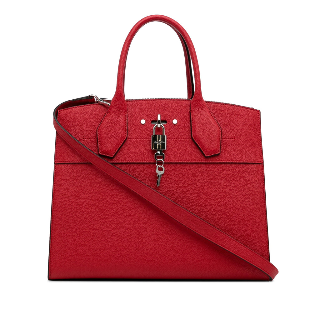 Red Louis Vuitton City Steamer MM Satchel