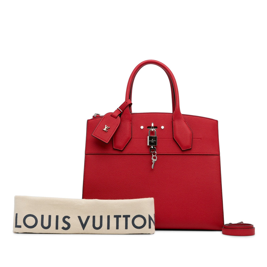 Red Louis Vuitton City Steamer MM Satchel