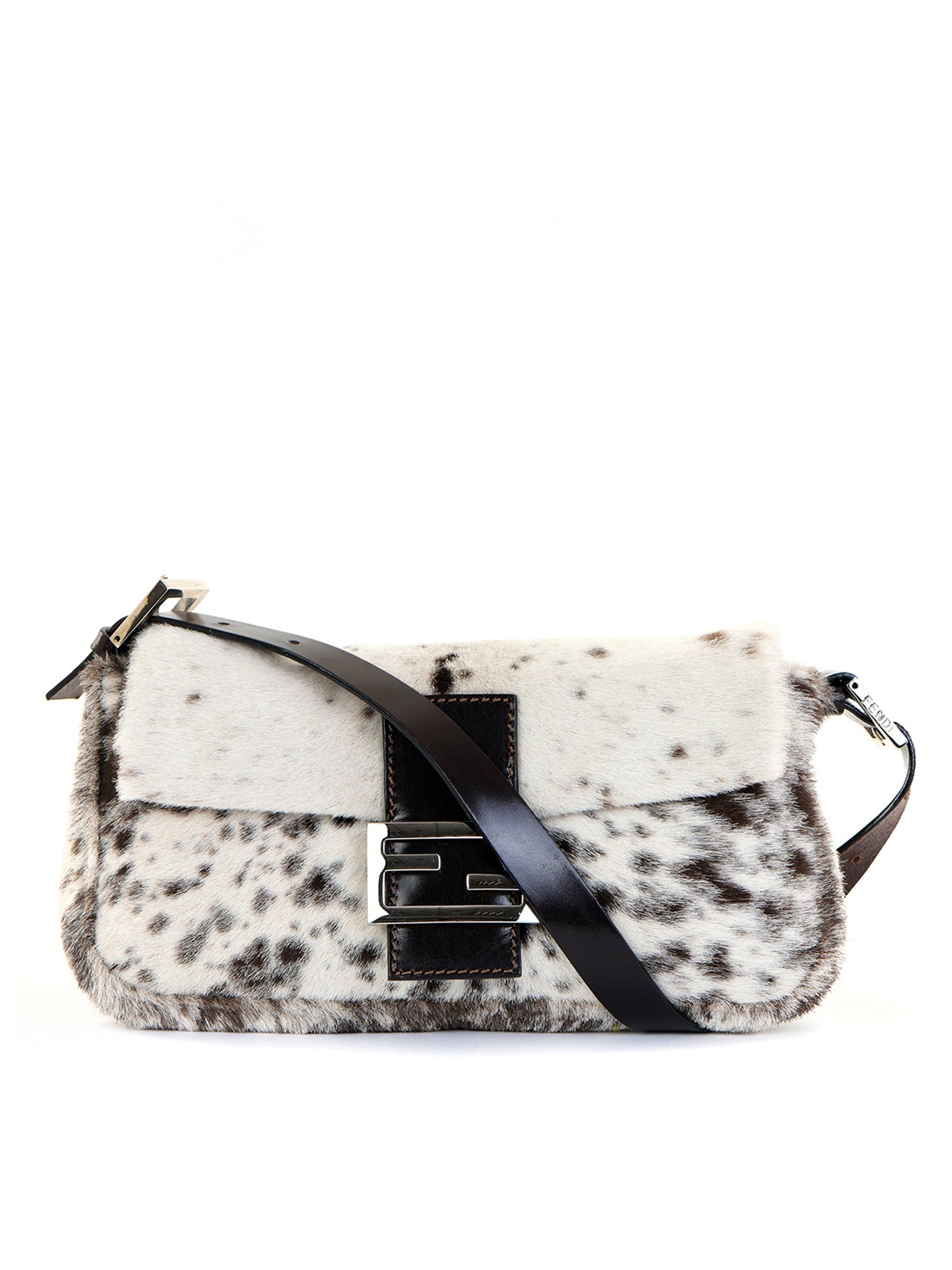 Pony Hair Cow Print Baguette Bag