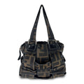 Fendi Zucca Woven Crossword Black-Brown Canvas Bag