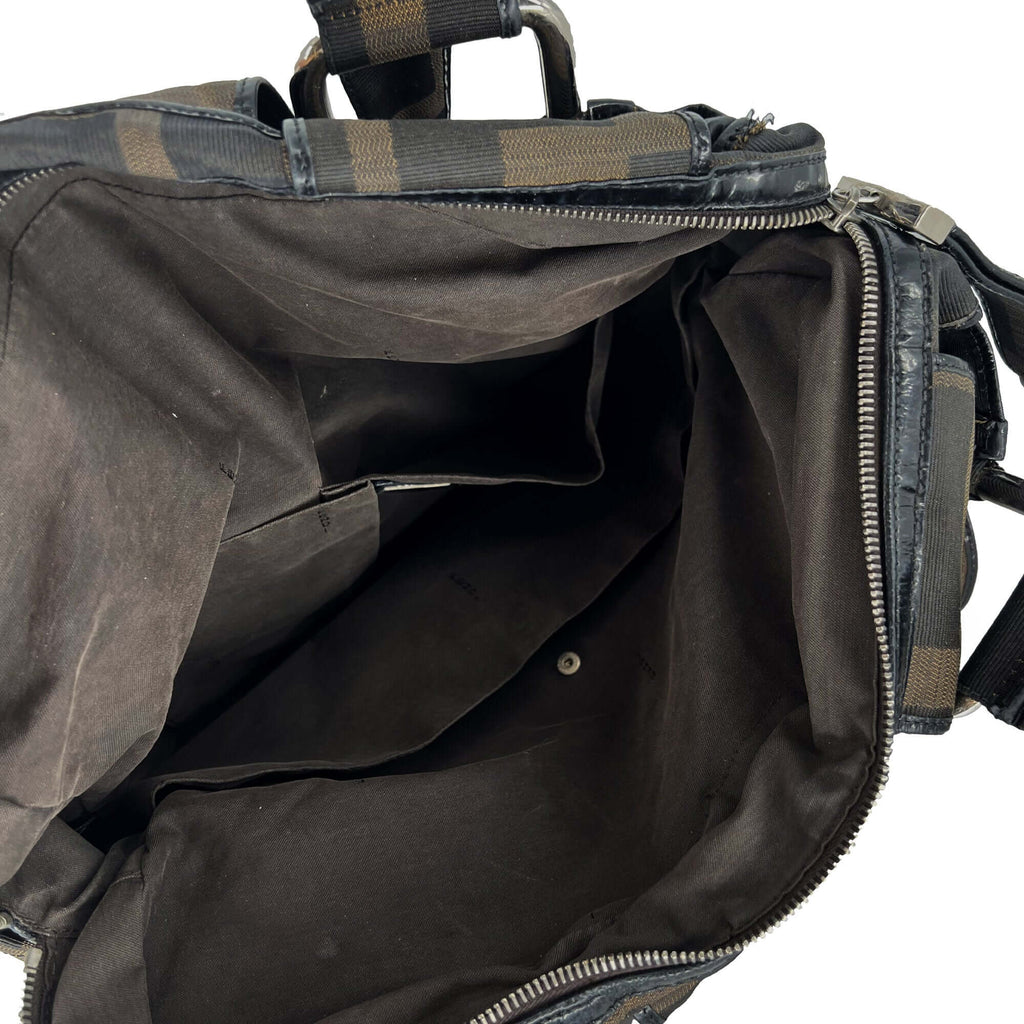Fendi Zucca Woven Crossword Black-Brown Canvas Bag
