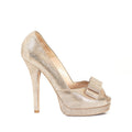 Suede Metallic Platform Peep-Toes