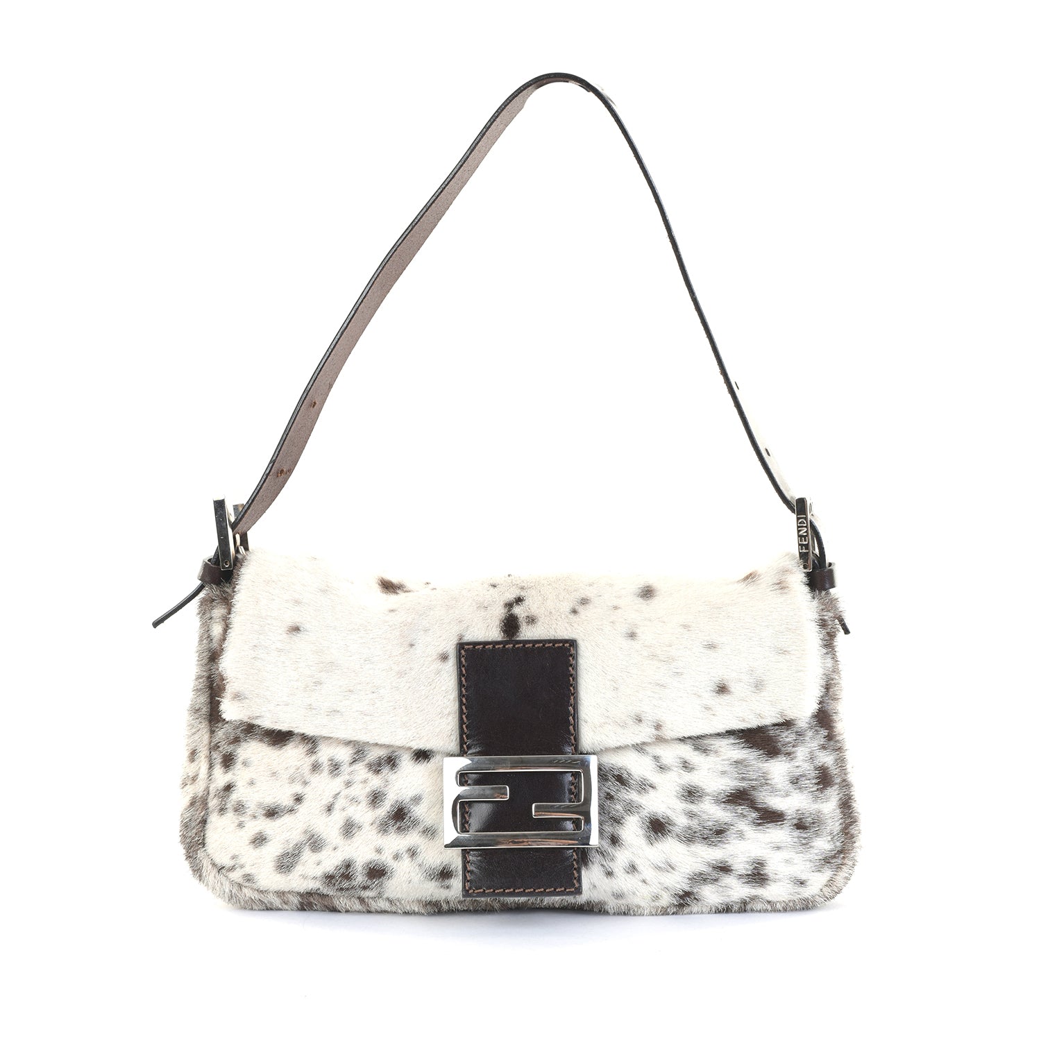 Pony Hair Cow Print Baguette Bag