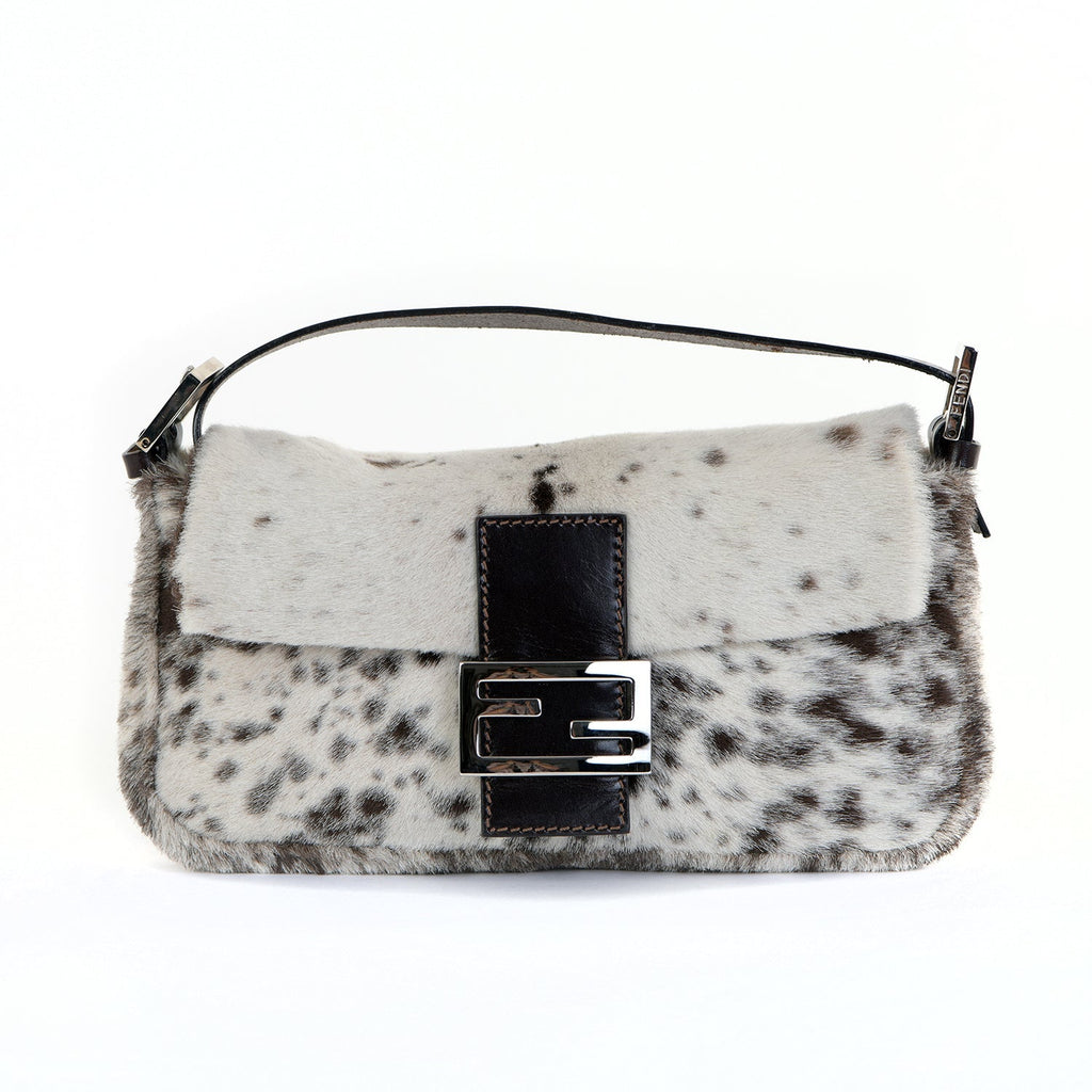 Pony Hair Cow Print Baguette Bag
