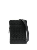 FERRAGAMO GANCINI EMBOSSED LEATHER SMALL MESSENGER BAG