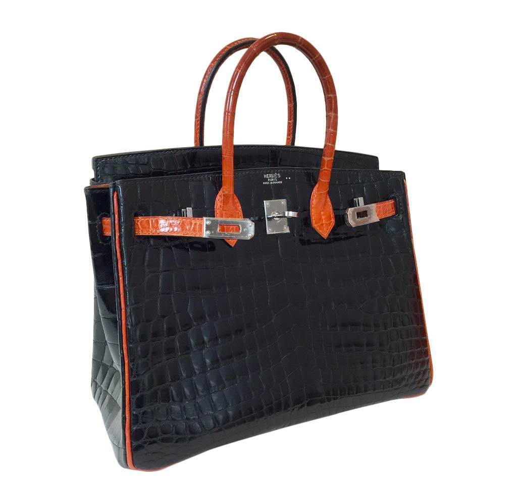 HermÃƒÆ’Ã‚Â¨s  Bi-Color Birkin Crocodile Bag 25cm