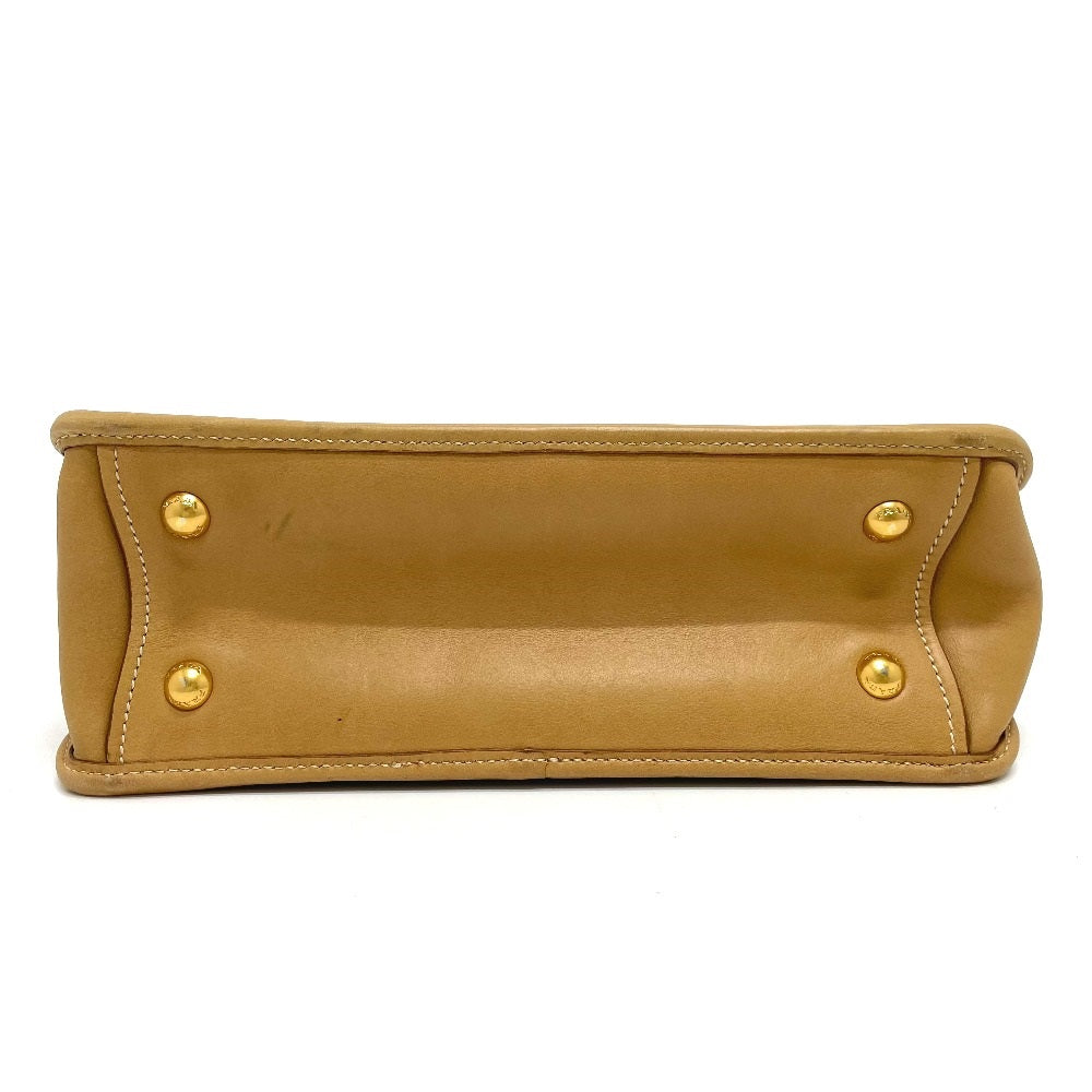 PRADA Handbag leather beige logo Square Women Used
