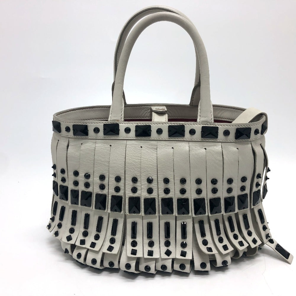 PRADA Handbag B2466S leather white fringe Women Used