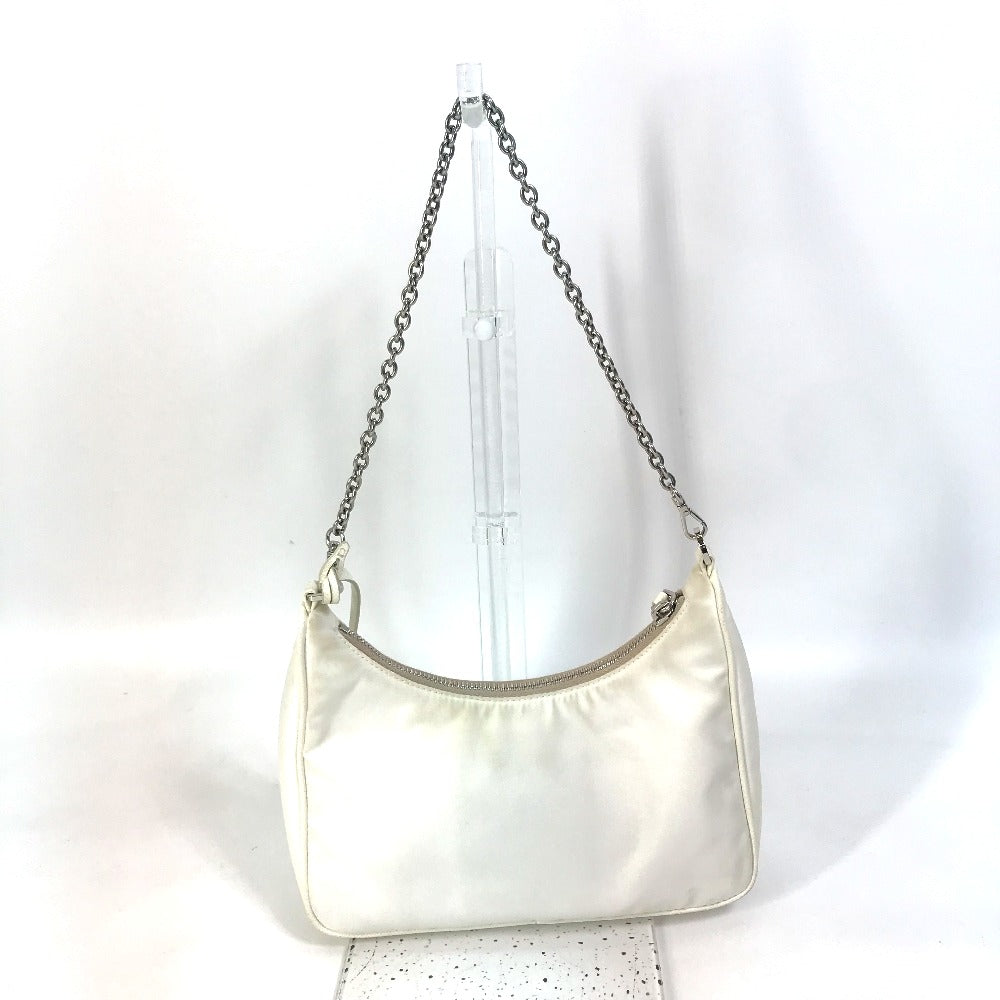 PRADA Shoulder Bag 1BH204 Nylon white Triangle logo plate Re-Edition 2005 Women Used