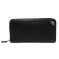 PRADA Long Wallet Purse 2ML506 saffiano leather black Triangle logo Zip Around Women Used
