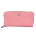 PRADA Long Wallet Purse saffiano leather pink Long wallet logo Women Used