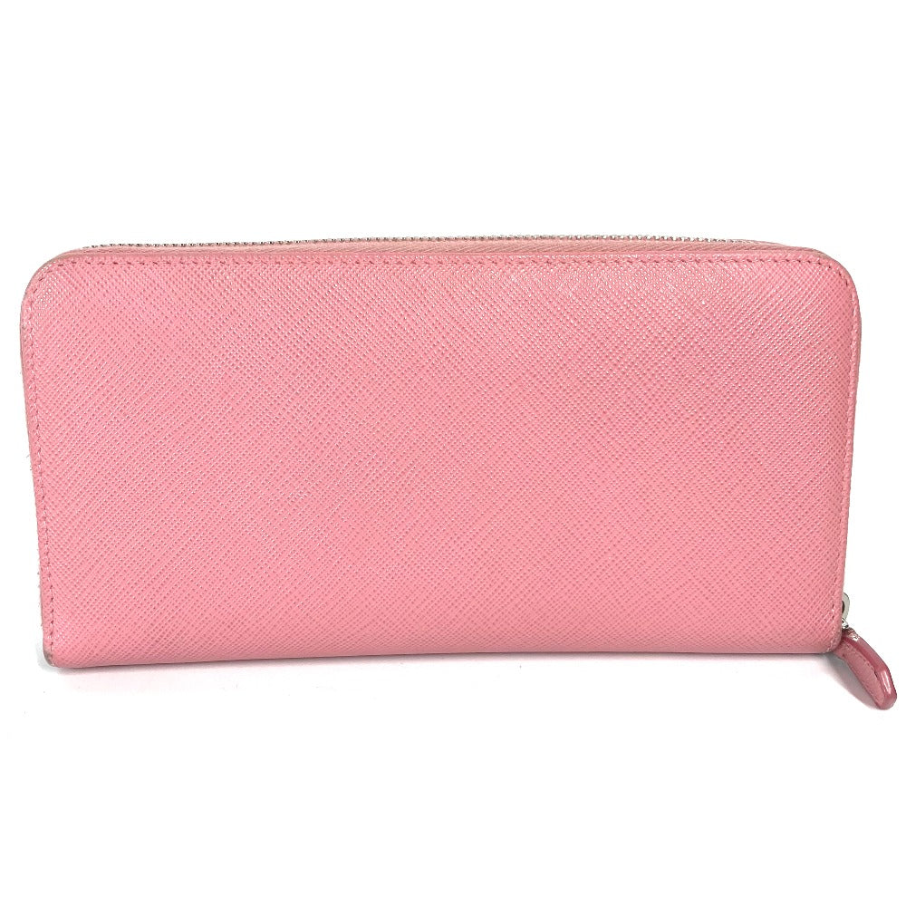 PRADA Long Wallet Purse saffiano leather pink Long wallet logo Women Used