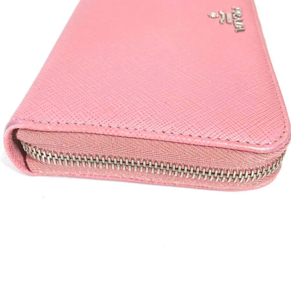 PRADA Long Wallet Purse saffiano leather pink Long wallet logo Women Used