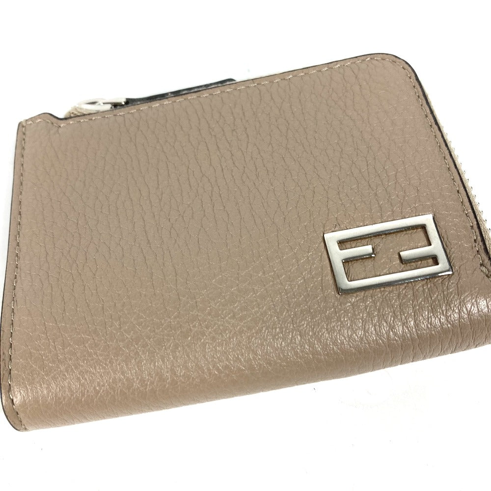 FENDI Coin case 7M0330 leather Beige type Fragment case Wallet logo mens Used