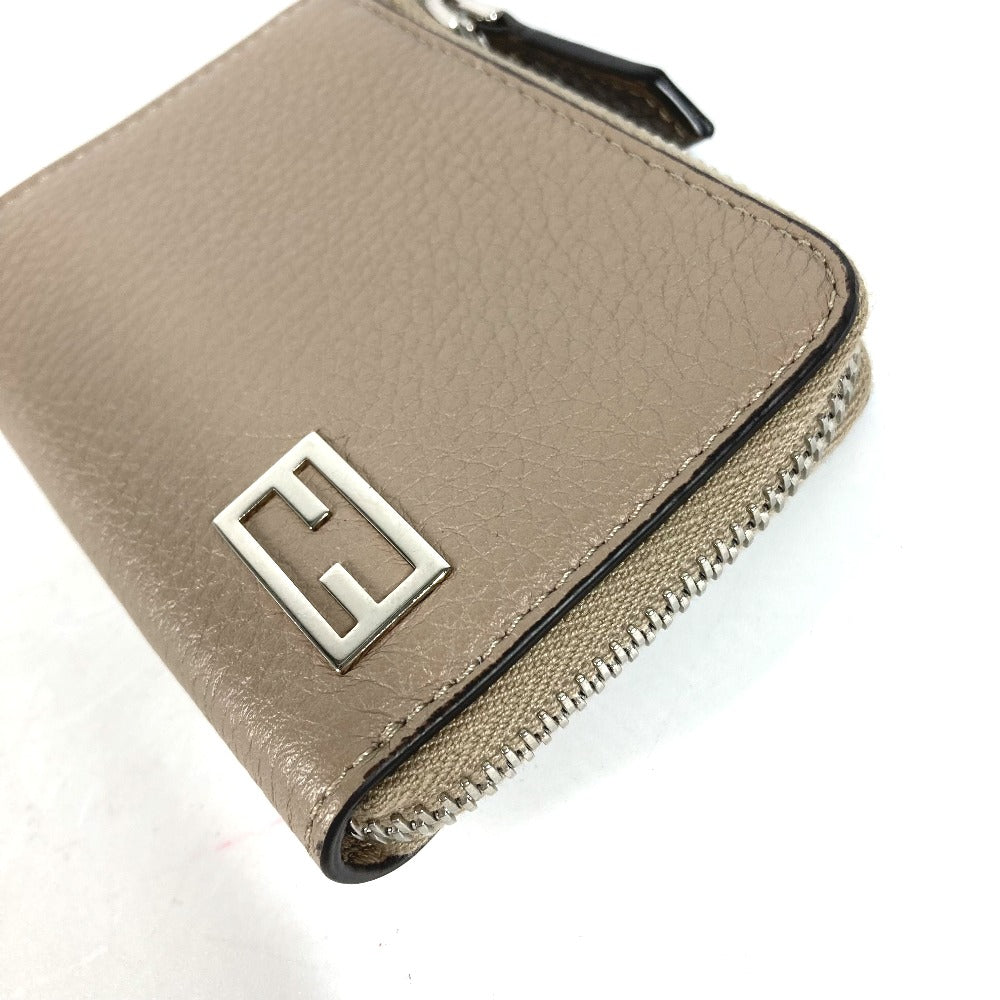 FENDI Coin case 7M0330 leather Beige type Fragment case Wallet logo mens Used