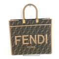 FENDI Shoulder Bag 8BH386 Leather / canvas Brown Sunshine Medium Tote Women Used