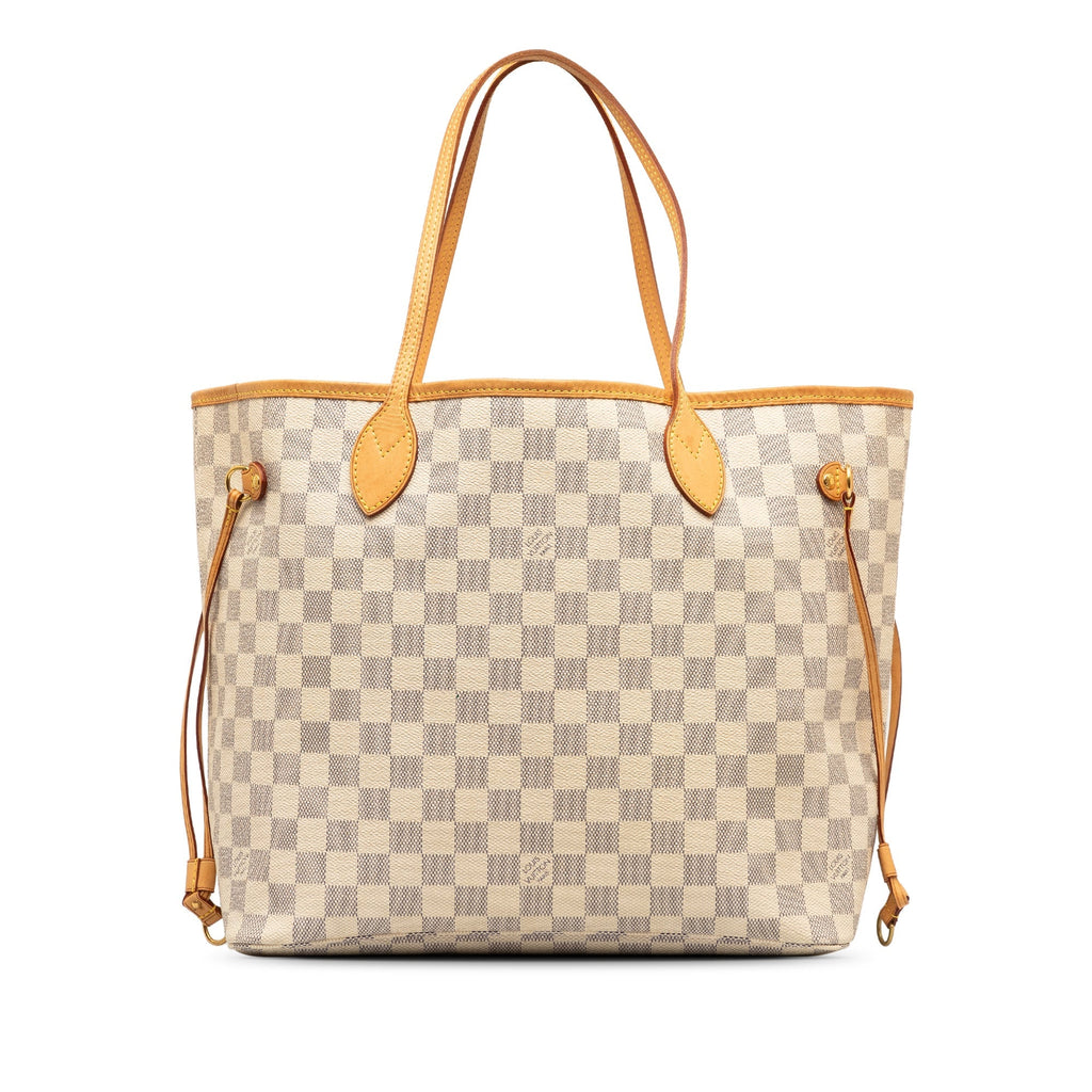 Beige Louis Vuitton Damier Azur Neverfull MM Tote Bag