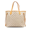 Beige Louis Vuitton Damier Azur Neverfull MM Tote Bag