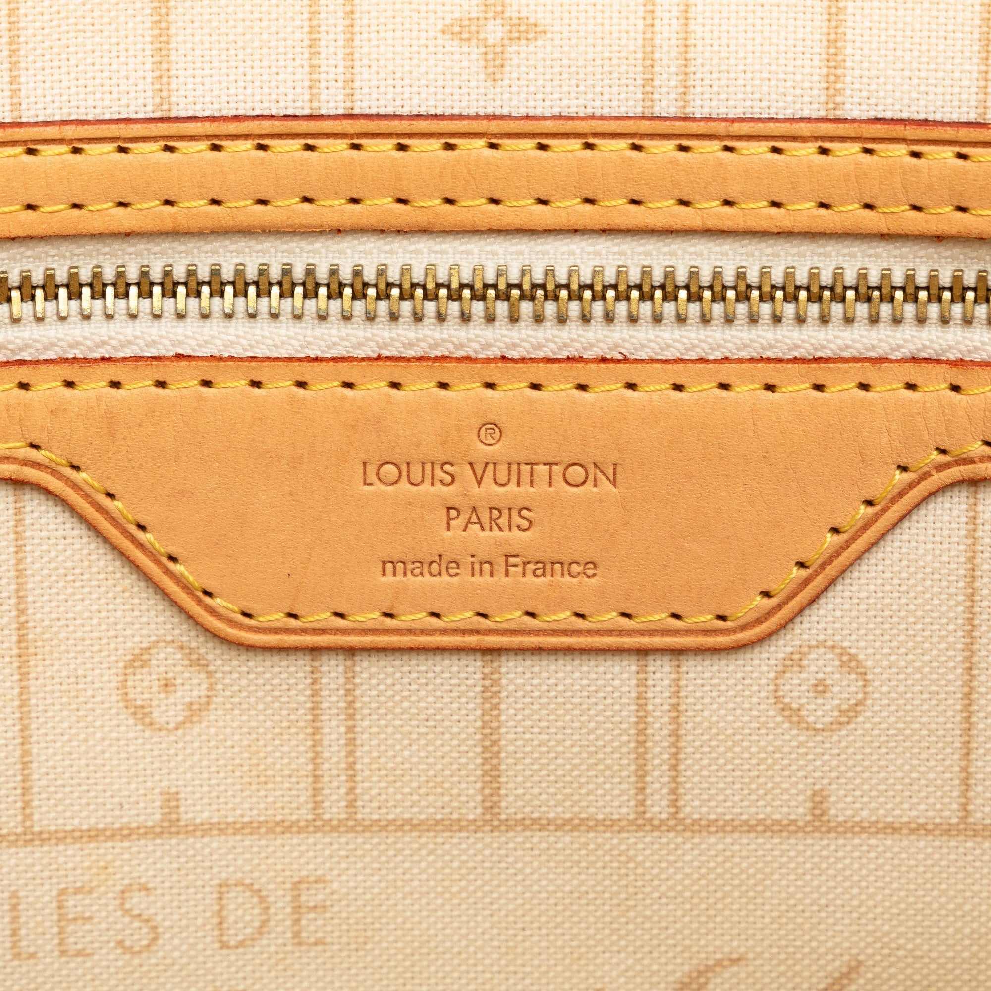 Beige Louis Vuitton Damier Azur Neverfull MM Tote Bag