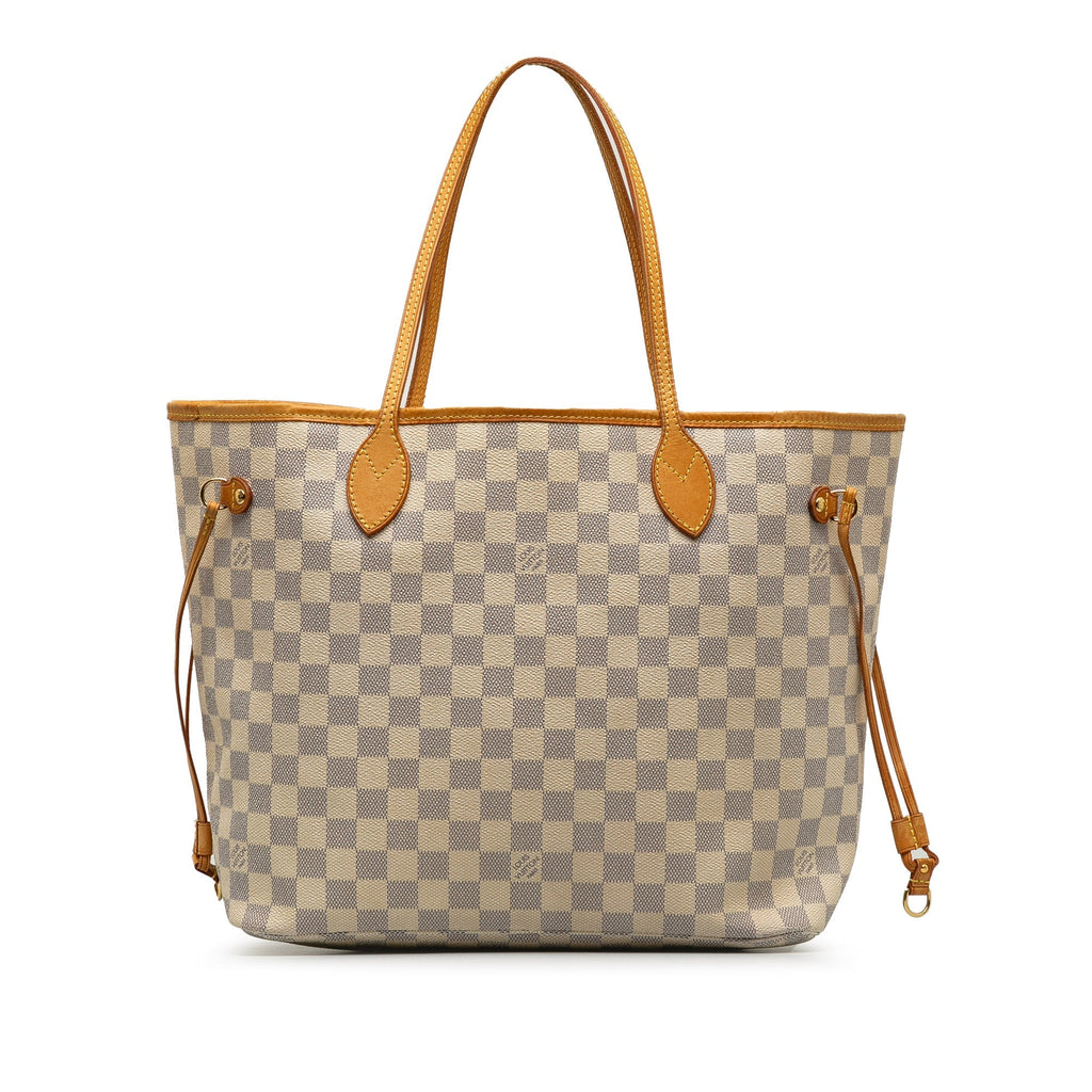Beige Louis Vuitton Damier Azur Neverfull MM Tote Bag