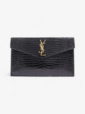 Saint Laurent Uptown Pouch Black Embossed Leather